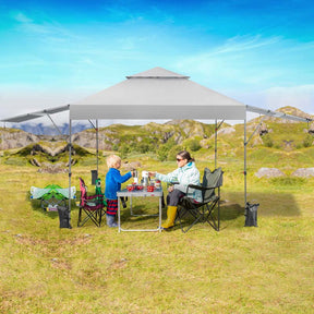 10 x 17.6 FT Instant Pop-up Canopy Tent with Adjustable Dual Awnings & Portable Wheeled Bag, UPF 50+ Outdoor Gazebo Shelter for Market, Picnic