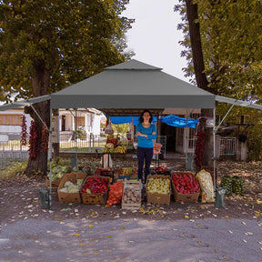 10 x 17.6 FT Instant Pop-up Canopy Tent with Adjustable Dual Awnings & Portable Wheeled Bag, UPF 50+ Outdoor Gazebo Shelter for Market, Picnic