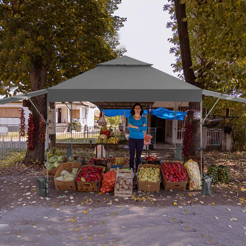 10 x 17.6 FT Instant Pop-up Canopy Tent with Adjustable Dual Awnings & Portable Wheeled Bag, UPF 50+ Outdoor Gazebo Shelter for Market, Picnic