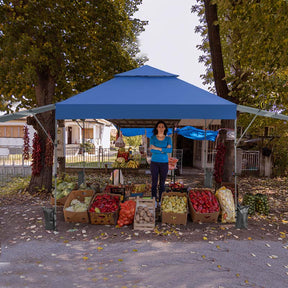 10 x 17.6 FT Instant Pop-up Canopy Tent with Adjustable Dual Awnings & Portable Wheeled Bag, UPF 50+ Outdoor Gazebo Shelter for Market, Picnic