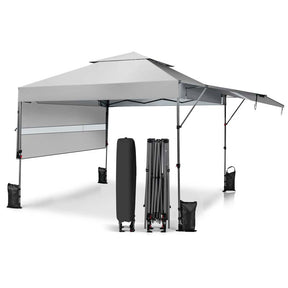 10 x 17.6 FT Instant Pop-up Canopy Tent with Adjustable Dual Awnings & Portable Wheeled Bag, UPF 50+ Outdoor Gazebo Shelter for Market, Picnic