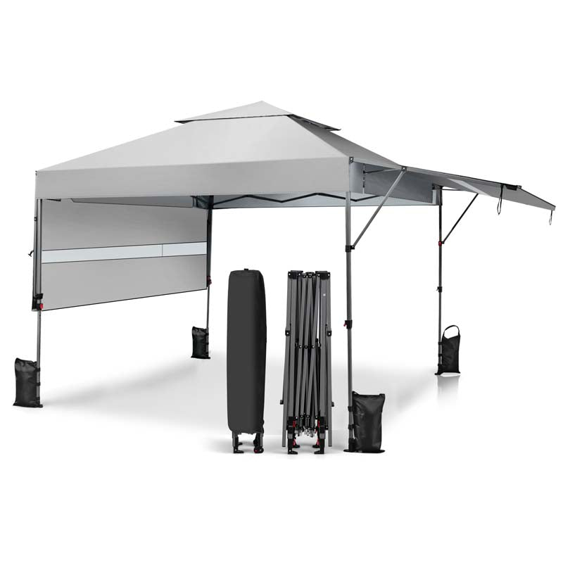 10 x 17.6 FT Instant Pop-up Canopy Tent with Adjustable Dual Awnings & Portable Wheeled Bag, UPF 50+ Outdoor Gazebo Shelter for Market, Picnic