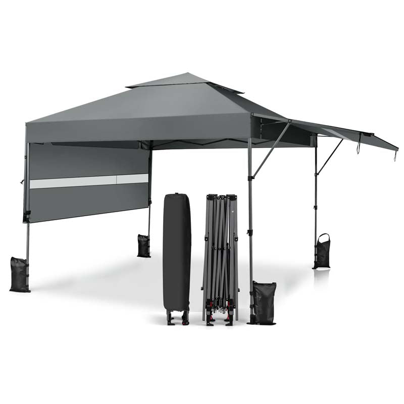 10 x 17.6 FT Instant Pop-up Canopy Tent with Adjustable Dual Awnings & Portable Wheeled Bag, UPF 50+ Outdoor Gazebo Shelter for Market, Picnic