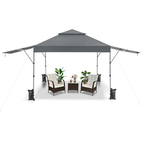10 x 17.6 FT Instant Pop-up Canopy Tent with Adjustable Dual Awnings & Portable Wheeled Bag, UPF 50+ Outdoor Gazebo Shelter for Market, Picnic
