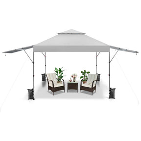 10 x 17.6 FT Instant Pop-up Canopy Tent with Adjustable Dual Awnings & Portable Wheeled Bag, UPF 50+ Outdoor Gazebo Shelter for Market, Picnic
