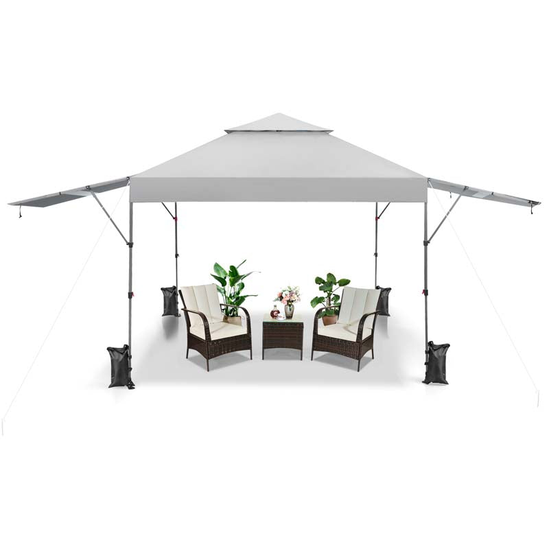10 x 17.6 FT Instant Pop-up Canopy Tent with Adjustable Dual Awnings & Portable Wheeled Bag, UPF 50+ Outdoor Gazebo Shelter for Market, Picnic
