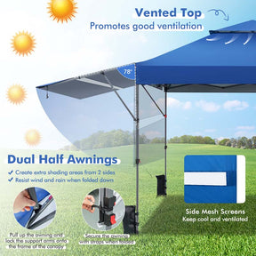 10 x 17.6 FT Instant Pop-up Canopy Tent with Adjustable Dual Awnings & Portable Wheeled Bag, UPF 50+ Outdoor Gazebo Shelter for Market, Picnic