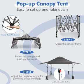 10 x 17.6 FT Instant Pop-up Canopy Tent with Adjustable Dual Awnings & Portable Wheeled Bag, UPF 50+ Outdoor Gazebo Shelter for Market, Picnic