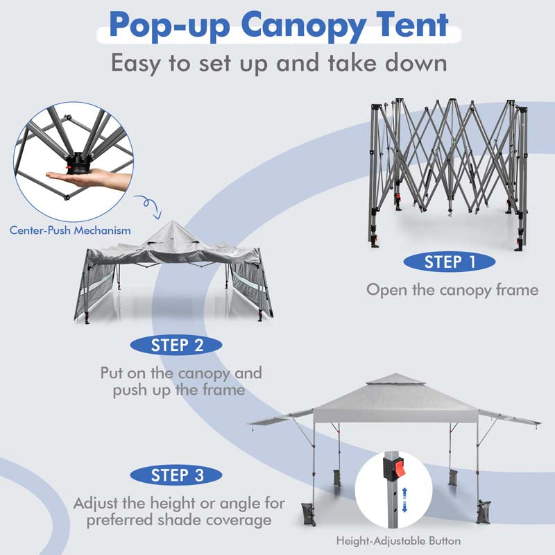 10 x 17.6 FT Instant Pop-up Canopy Tent with Adjustable Dual Awnings & Portable Wheeled Bag, UPF 50+ Outdoor Gazebo Shelter for Market, Picnic