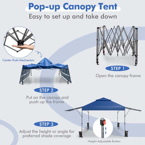 10 x 17.6 FT Instant Pop-up Canopy Tent with Adjustable Dual Awnings & Portable Wheeled Bag, UPF 50+ Outdoor Gazebo Shelter for Market, Picnic