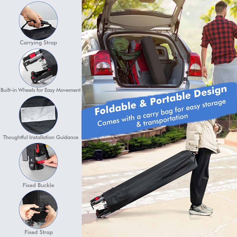 10 x 17.6 FT Instant Pop-up Canopy Tent with Adjustable Dual Awnings & Portable Wheeled Bag, UPF 50+ Outdoor Gazebo Shelter for Market, Picnic