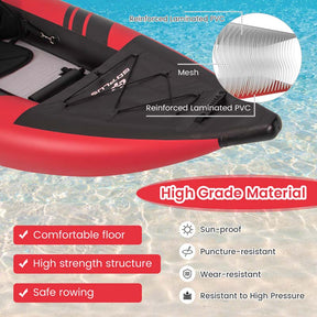 2-Person Inflatable Kayak Set with 2 Aluminium Oars & Repair Kit, 12.5Ft 507lbs Portable Fishing Touring Kayaks for Adults