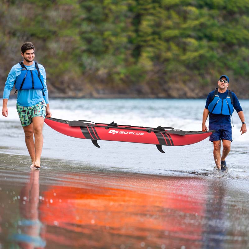 2-Person Inflatable Kayak Set with 2 Aluminium Oars & Repair Kit, 12.5Ft 507lbs Portable Fishing Touring Kayaks for Adults