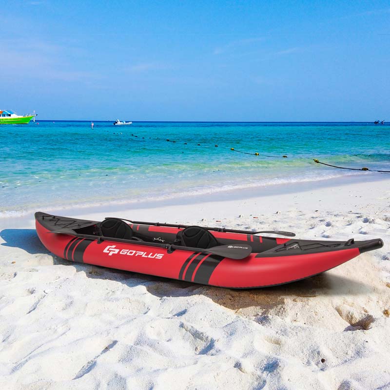 2-Person Inflatable Kayak Set with 2 Aluminium Oars & Repair Kit, 12.5Ft 507lbs Portable Fishing Touring Kayaks for Adults