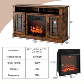 48" Electric Fireplace TV Stand for TVs Up to 55", Modern Wood Media Console with 18" Fireplace Heater, Remote Control & Adjustable Shelves