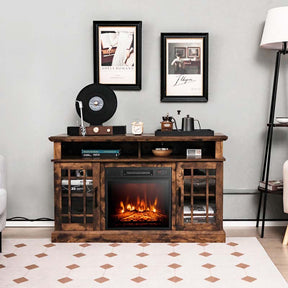 48" Electric Fireplace TV Stand for TVs Up to 55", Modern Wood Media Console with 18" Fireplace Heater, Remote Control & Adjustable Shelves