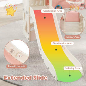 10 in 1 Toddler Slide Set, Kids Slide and Climber Playset with Magnetic Whiteboard, Basketball Hoop & Ring Toss, Indoor Playground for Ages 3+