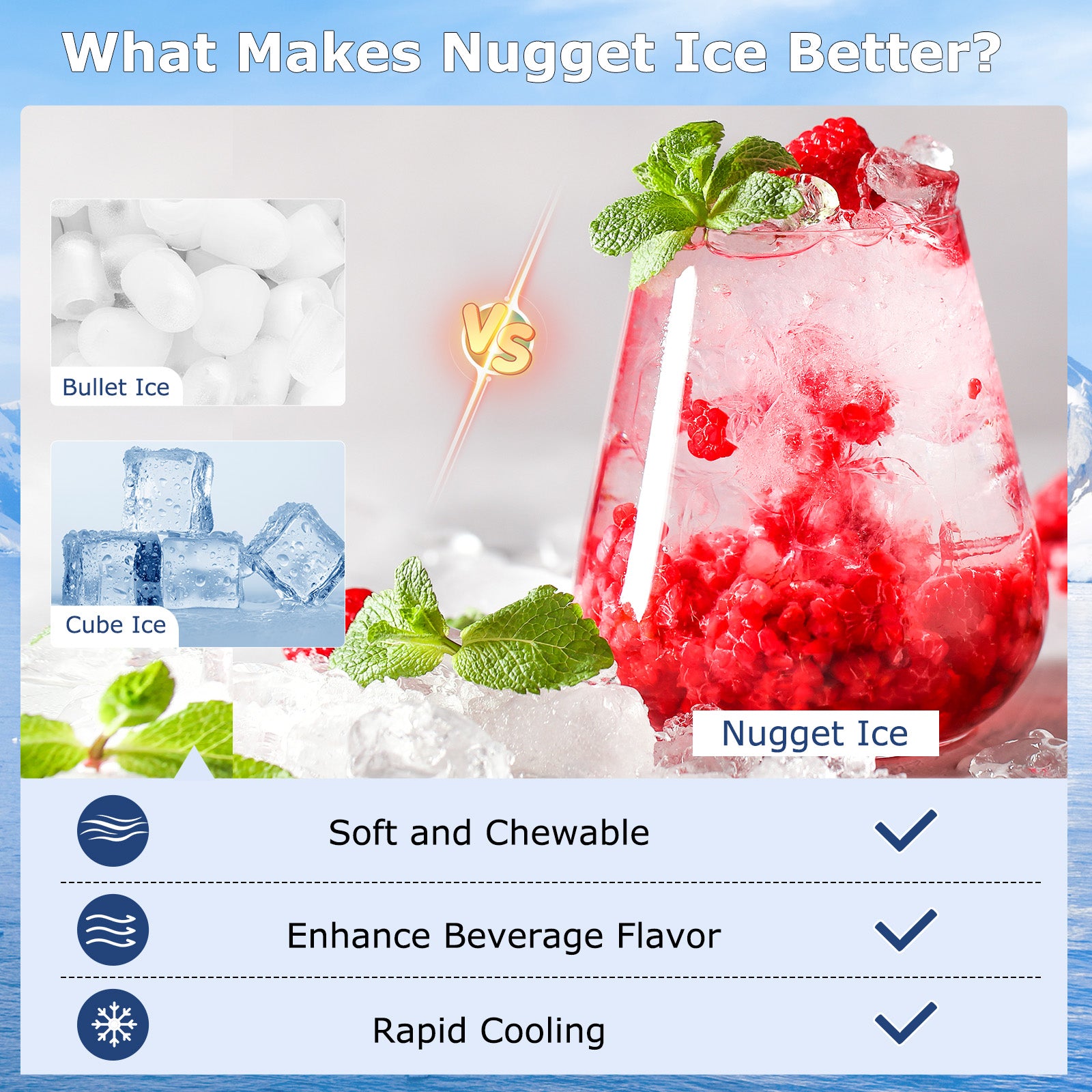80 lbs/Day Under Counter Nugget Ice Maker, 15" Built-in Freestanding Ice Machine with Self-Cleaning, LCD Panel & 24H Timer for Home & Commercial Use