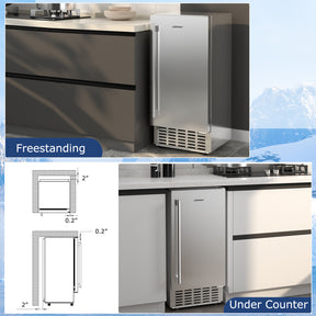 80 lbs/Day Under Counter Nugget Ice Maker, 15" Built-in Freestanding Ice Machine with Self-Cleaning, LCD Panel & 24H Timer for Home & Commercial Use