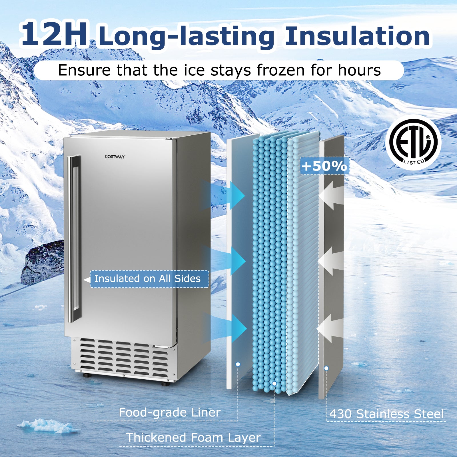 80 lbs/Day Under Counter Nugget Ice Maker, 15" Built-in Freestanding Ice Machine with Self-Cleaning, LCD Panel & 24H Timer for Home & Commercial Use