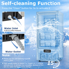80 lbs/Day Under Counter Nugget Ice Maker, 15" Built-in Freestanding Ice Machine with Self-Cleaning, LCD Panel & 24H Timer for Home & Commercial Use