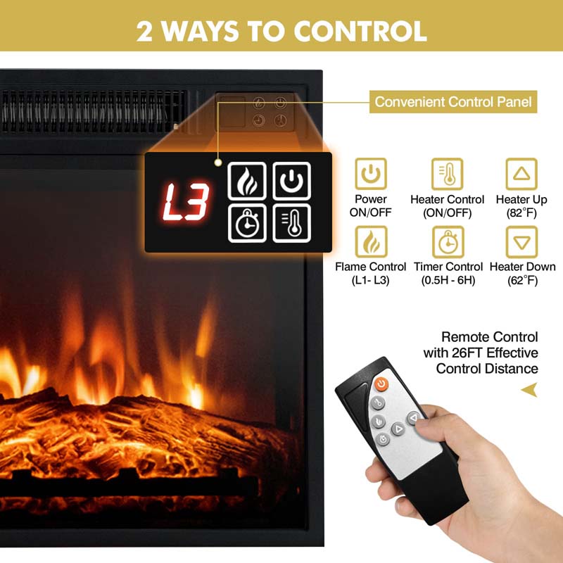 58" Electric Fireplace TV Stand for 65" TVs, Media Console with 18" 1400W Heater Insert, Thermostat, Adjustable 3D Flame & Storage Shelves