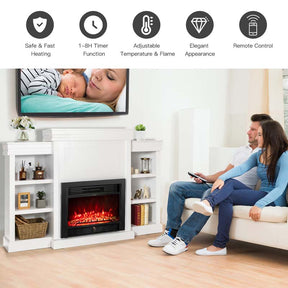 70" Electric Fireplace TV Stand with 28.5" 1500W Insert, Adjustable 3-Color Flame & Remote, Wood Media Console with Storage for Living Room