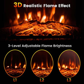 1400W Electric Fireplace Heater with Mantel, 32" Freestanding Fireplace Mantel w/ Remote Control, Thermostat & 6H Timer, Adjustable 3D Flame