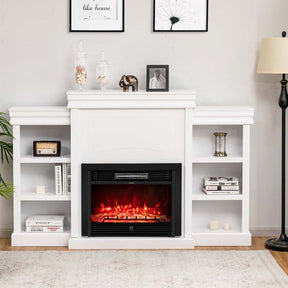 70" Electric Fireplace TV Stand with 28.5" 1500W Insert, Adjustable 3-Color Flame & Remote, Wood Media Console with Storage for Living Room