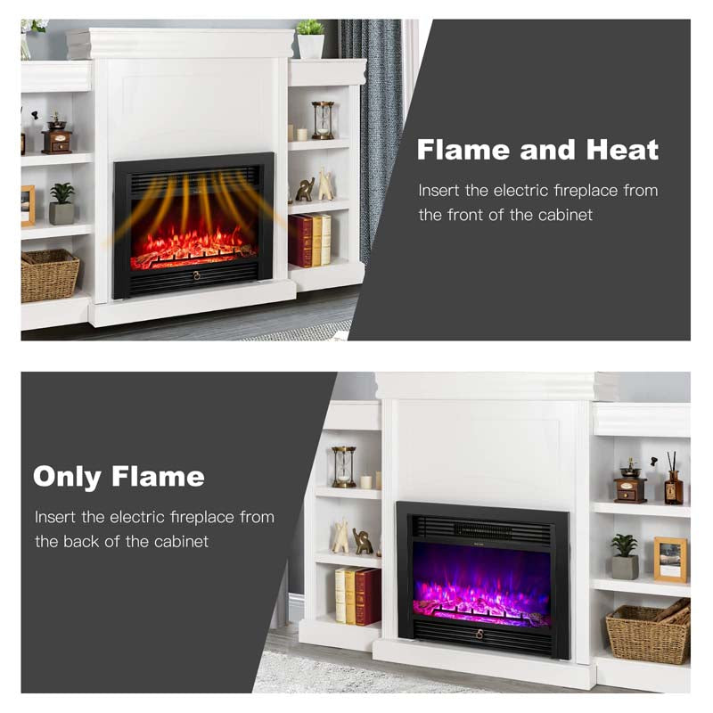 70" Electric Fireplace TV Stand with 28.5" 1500W Insert, Adjustable 3-Color Flame & Remote, Wood Media Console with Storage for Living Room