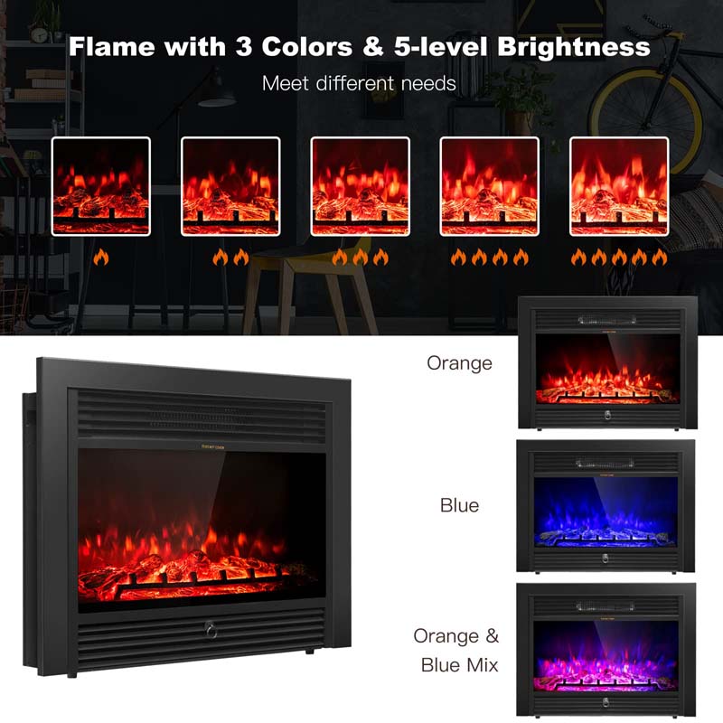 70" Electric Fireplace TV Stand with 28.5" 1500W Insert, Adjustable 3-Color Flame & Remote, Wood Media Console with Storage for Living Room