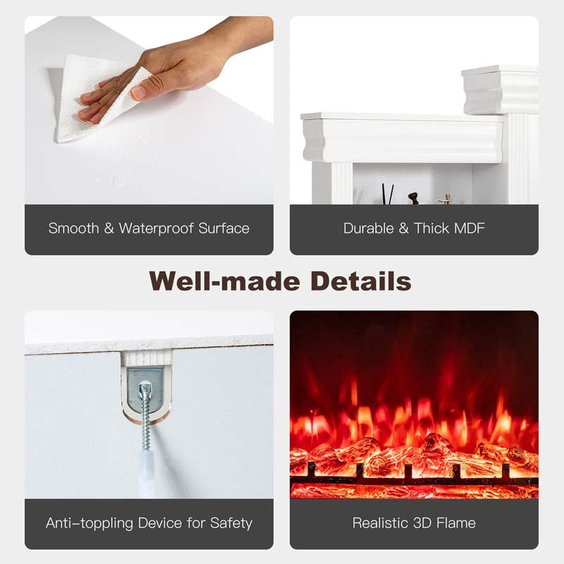 70" Electric Fireplace TV Stand with 28.5" 1500W Insert, Adjustable 3-Color Flame & Remote, Wood Media Console with Storage for Living Room