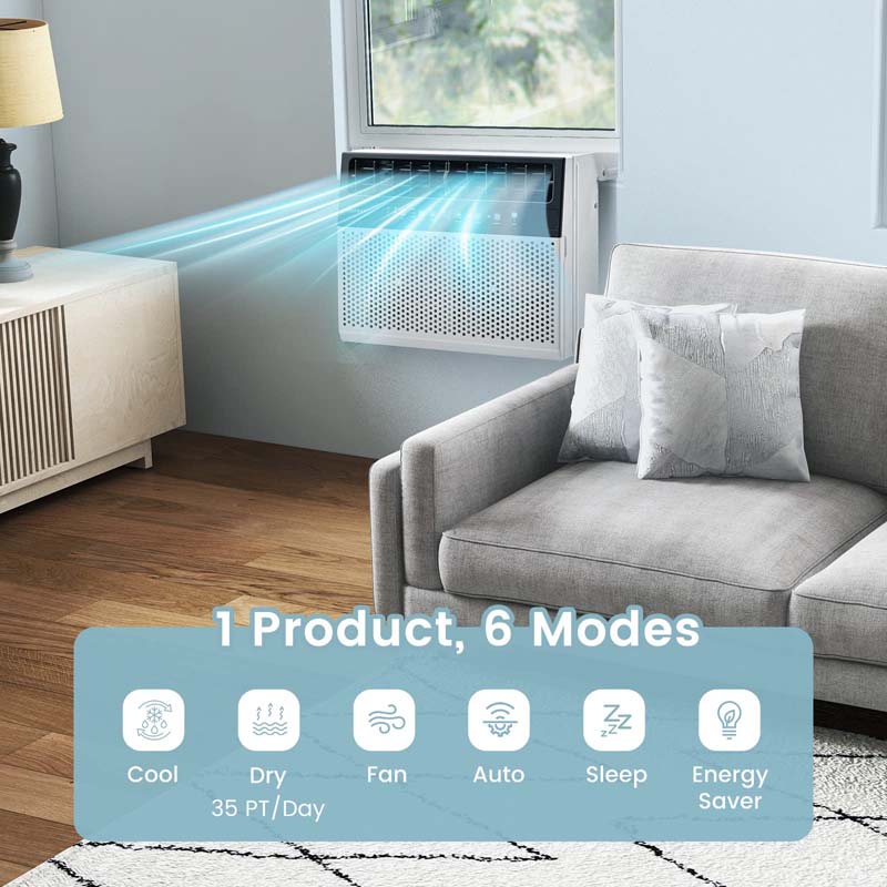 10000 BTU U-Shaped Window Air Conditioner, Over the Sill AC Unit with Energy Saver Modes, Remote Control, Ultra Quiet Cooling for 250 Sq.Ft Room