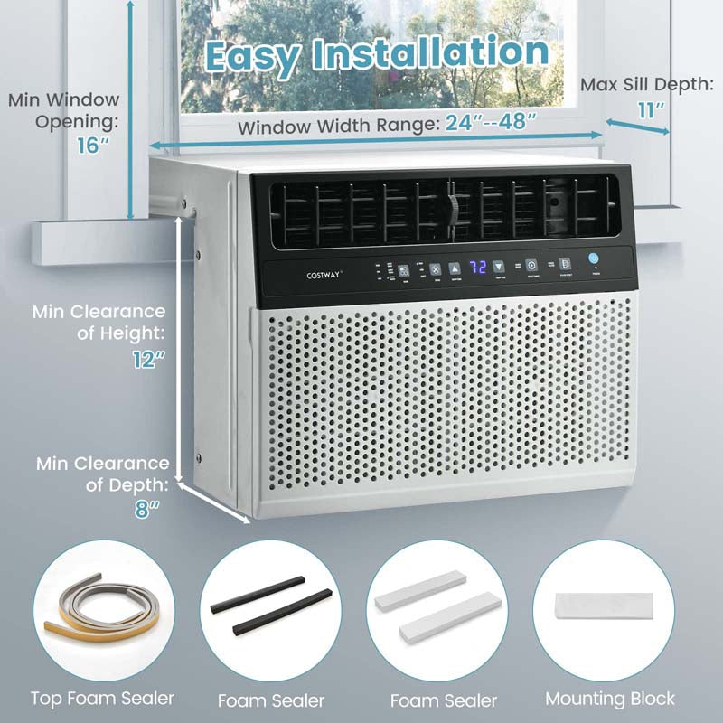 10000 BTU U-Shaped Window Air Conditioner, Over the Sill AC Unit with Energy Saver Modes, Remote Control, Ultra Quiet Cooling for 250 Sq.Ft Room