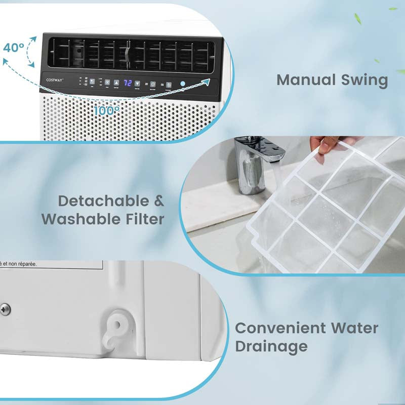 10000 BTU U-Shaped Window Air Conditioner, Over the Sill AC Unit with Energy Saver Modes, Remote Control, Ultra Quiet Cooling for 250 Sq.Ft Room