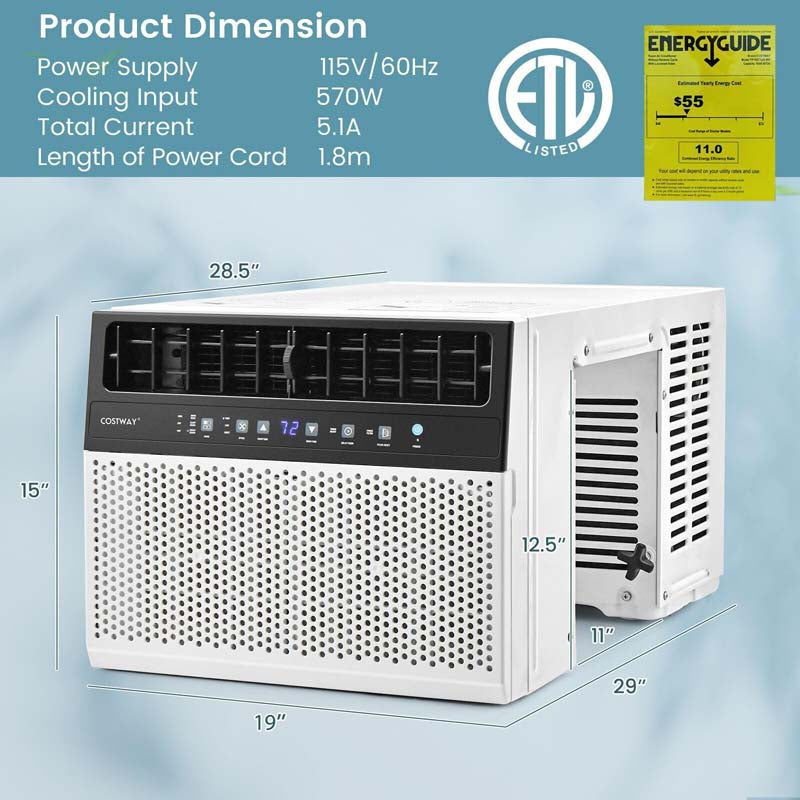 10000 BTU U-Shaped Window Air Conditioner, Over the Sill AC Unit with Energy Saver Modes, Remote Control, Ultra Quiet Cooling for 250 Sq.Ft Room