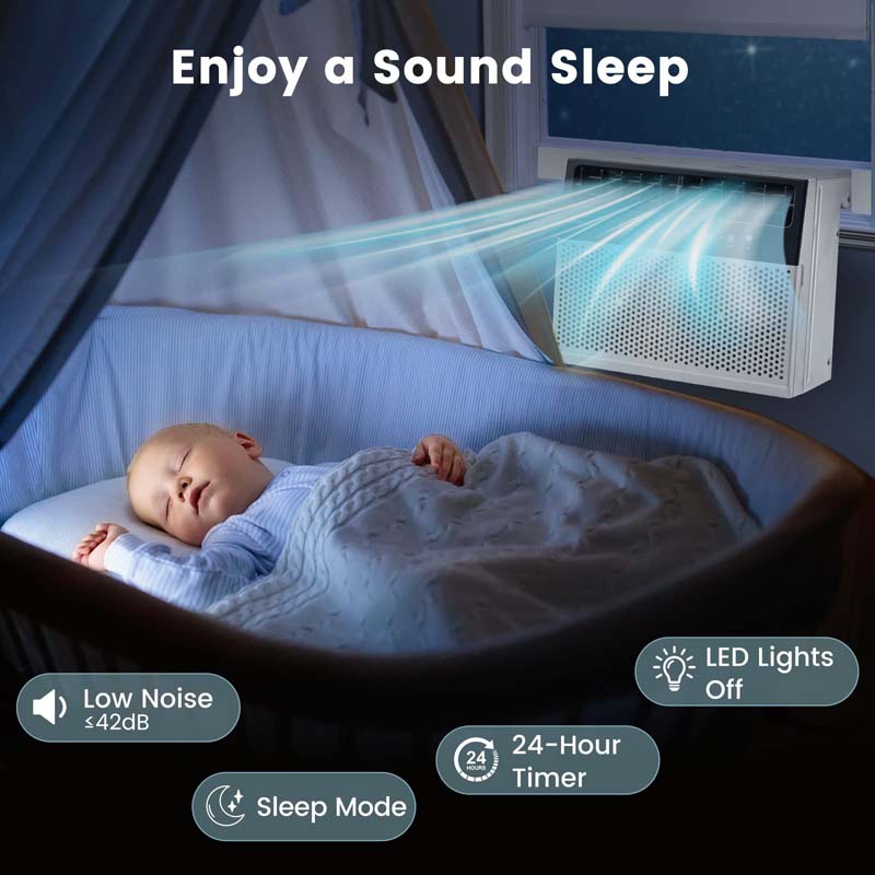 10000 BTU U-Shaped Window Air Conditioner, Over the Sill AC Unit with Energy Saver Modes, Remote Control, Ultra Quiet Cooling for 250 Sq.Ft Room