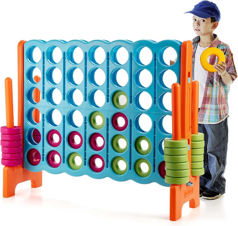 Giant 4-In-A-Row Jumbo 4-to-Score Giant Game Set with 42 Jumbo Rings & Quick-Release Slider