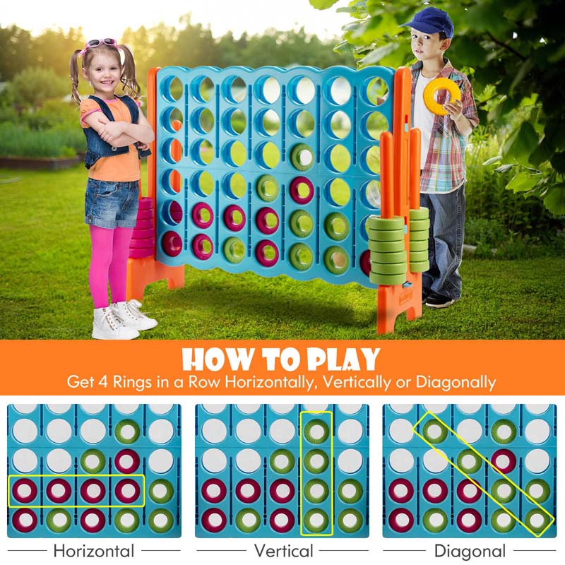 Giant 4-In-A-Row Jumbo 4-to-Score Giant Game Set with 42 Jumbo Rings & Quick-Release Slider