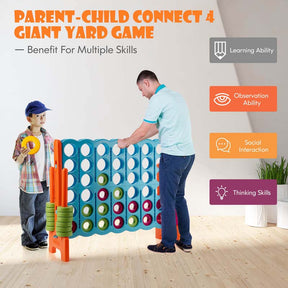Giant 4-In-A-Row Jumbo 4-to-Score Giant Game Set with 42 Jumbo Rings & Quick-Release Slider