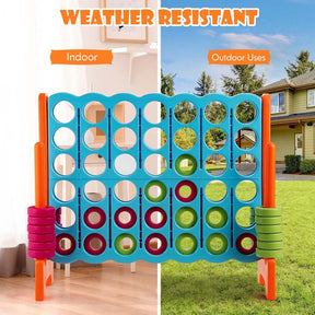 Giant 4-In-A-Row Jumbo 4-to-Score Giant Game Set with 42 Jumbo Rings & Quick-Release Slider