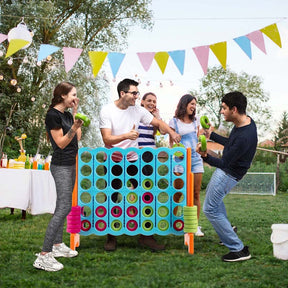 Giant 4-In-A-Row Jumbo 4-to-Score Giant Game Set with 42 Jumbo Rings & Quick-Release Slider