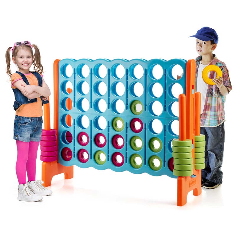 Giant 4-In-A-Row Jumbo 4-to-Score Giant Game Set with 42 Jumbo Rings & Quick-Release Slider