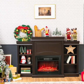 70" Electric Fireplace TV Stand with 28.5" 1500W Insert, Adjustable 3-Color Flame & Remote, Wood Media Console with Storage for Living Room