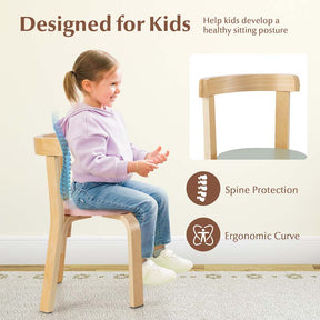 5 Piece Bentwood Kids Table & Chair Set, Toddler Activity Table with Toy Bricks & 4 Chairs for Craft Art, Daycare, Playroom & Classroom