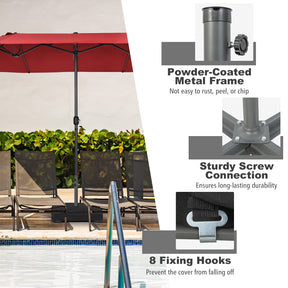220LBS Heavy Duty Sand-Filled Market Offset Umbrella Base with 2 Sandbags & All-Weather Cover, Fits 1.9" Poles for Patio & Poolside Umbrellas
