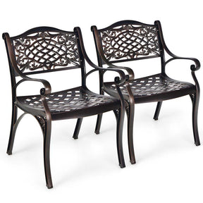 2/4Pcs All-Weather Cast Aluminum Chairs with Armrests & Curved Seats, Outdoor Dining Chairs Patio Bistro Armchairs for Backyard Garden Poolside