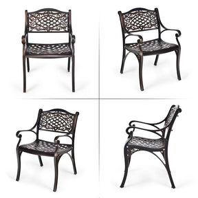 2/4Pcs All-Weather Cast Aluminum Chairs with Armrests & Curved Seats, Outdoor Dining Chairs Patio Bistro Armchairs for Backyard Garden Poolside