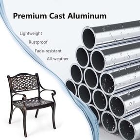 2/4Pcs All-Weather Cast Aluminum Chairs with Armrests & Curved Seats, Outdoor Dining Chairs Patio Bistro Armchairs for Backyard Garden Poolside