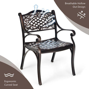 2/4Pcs All-Weather Cast Aluminum Chairs with Armrests & Curved Seats, Outdoor Dining Chairs Patio Bistro Armchairs for Backyard Garden Poolside